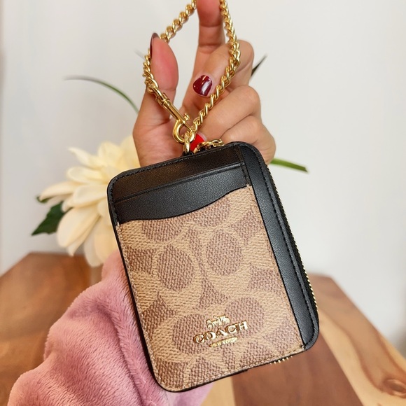 NWT Coach Zip Card Case In Signature Canvas - Picture 2 of 6